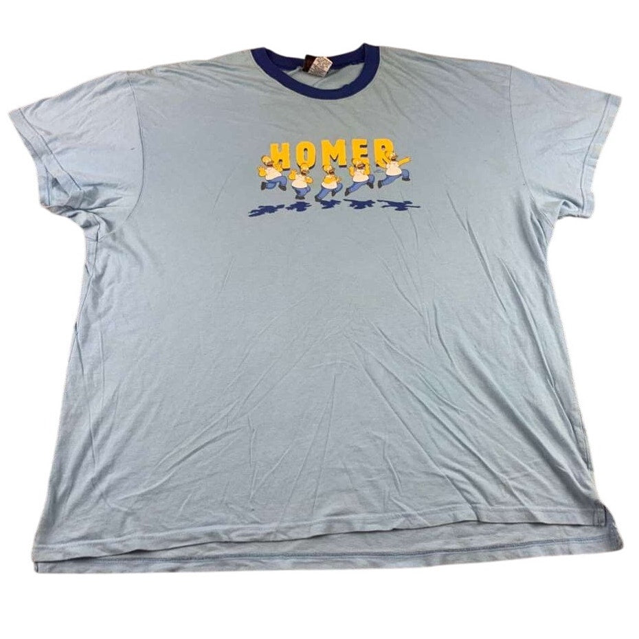 Vintage The Simpsons Men XL Cotton Light Blue T Shirt Homer Simpson Frolicking