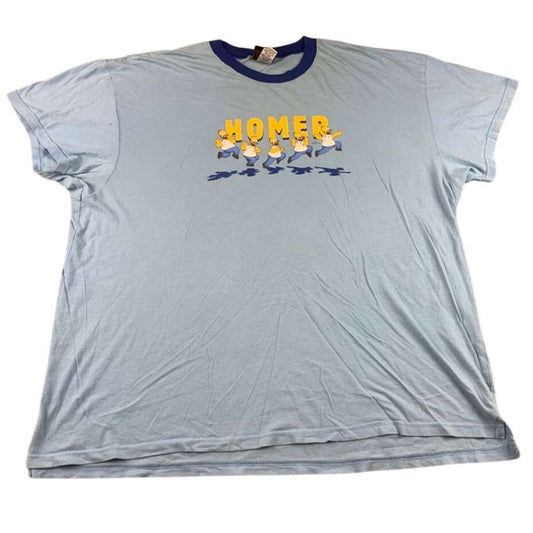 Vintage The Simpsons Men XL Cotton Light Blue T Shirt Homer Simpson Frolicking