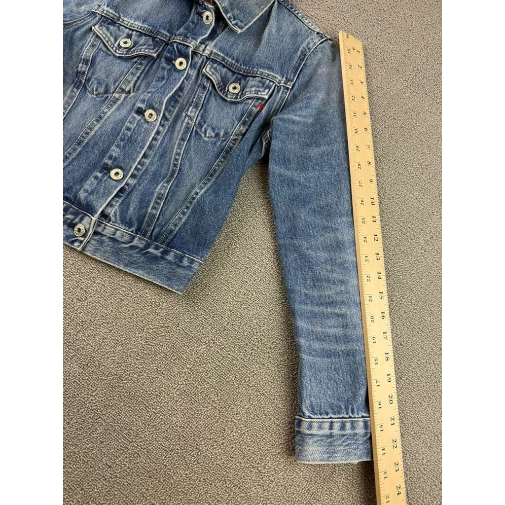 Y2K Replay Denim Jacket Women XS Blue WV704 Trucker Button Front Cotton Pockets