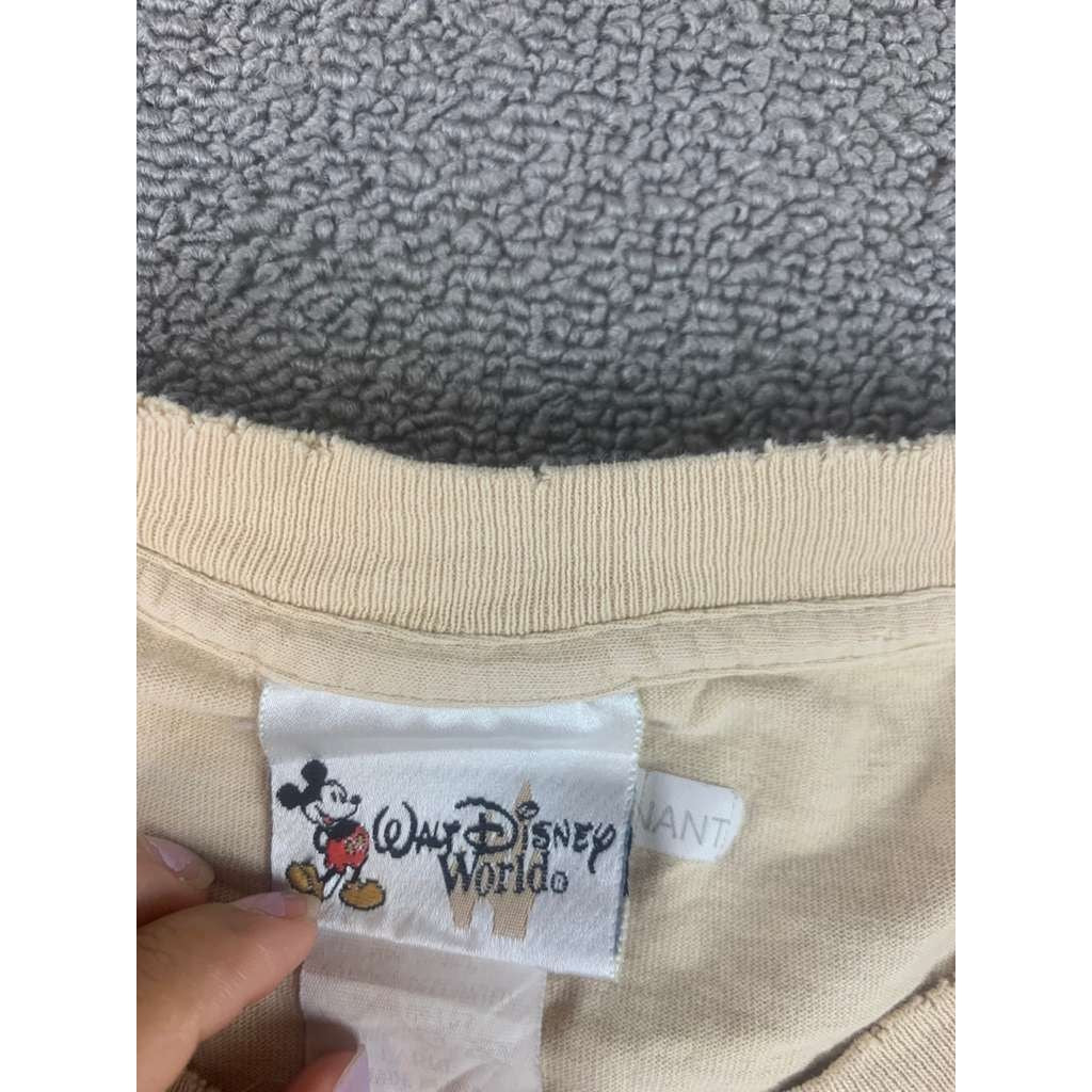 Vinatge Disney Tan Size Large World Tour Mickey Mouse Park Short Sleeve T Shirt