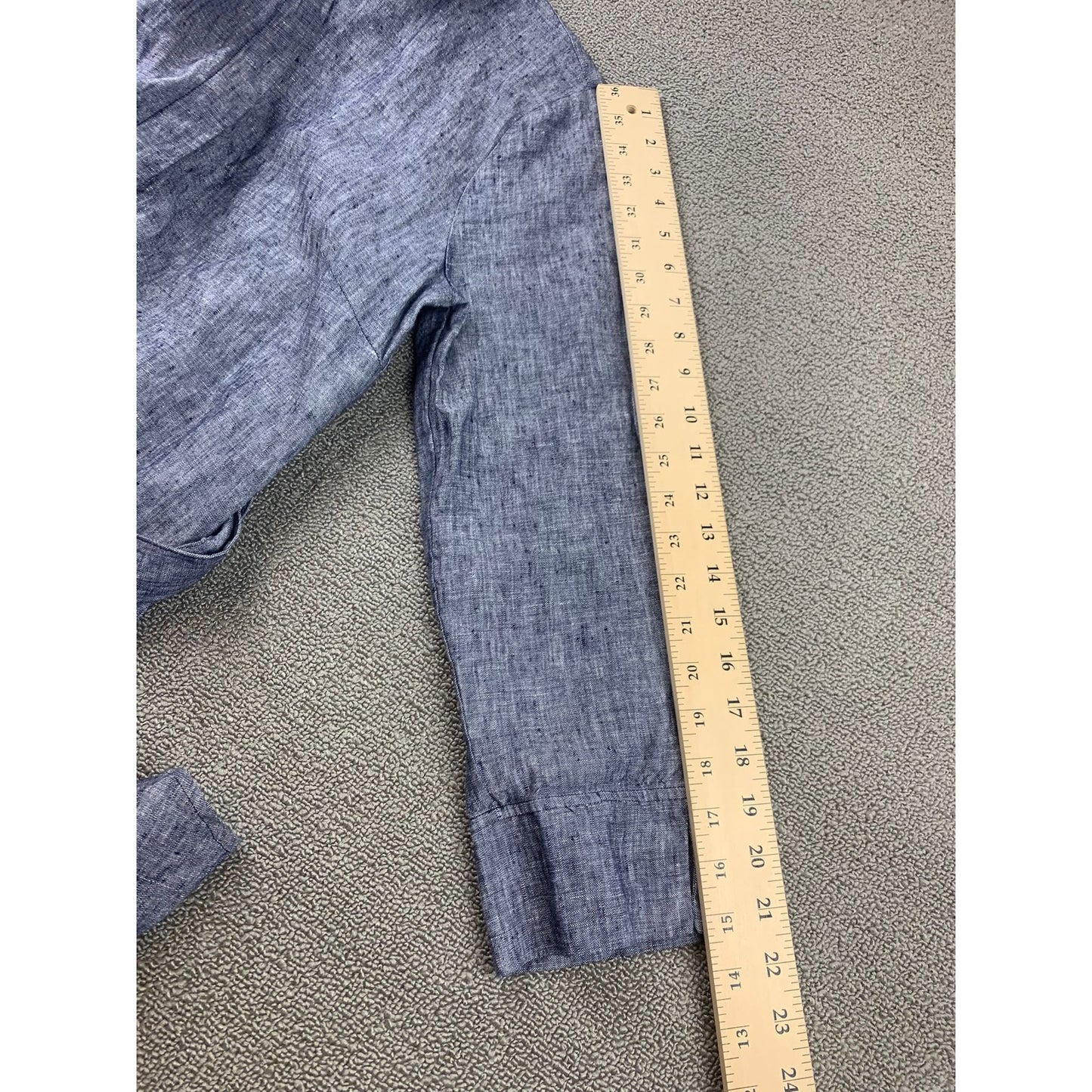 Saks Fifth Avenue Women's S Blue Linen Heathered Collared Shirt Dress