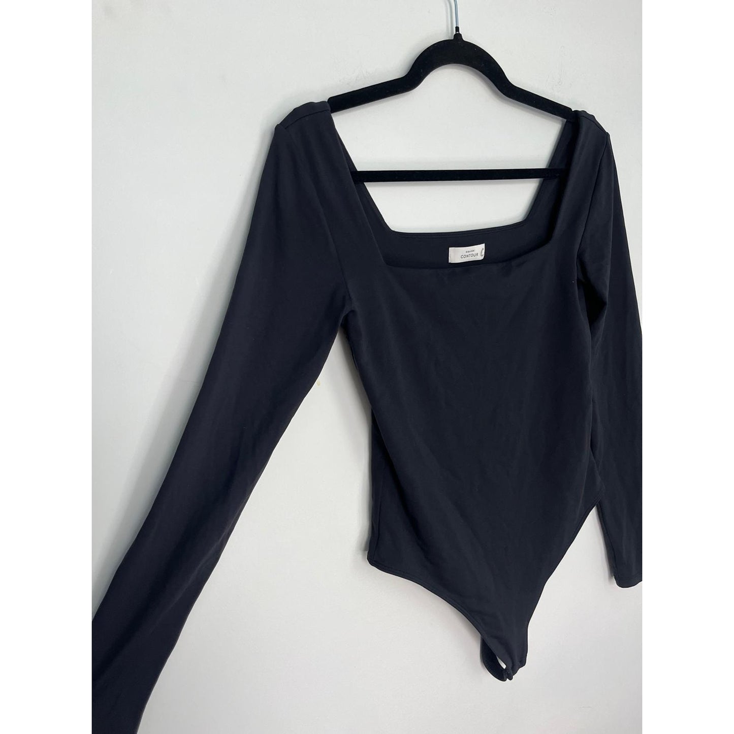 Babaton Contour Bodysuit Women M Black Square Neck Long Sleeve Stretchy
