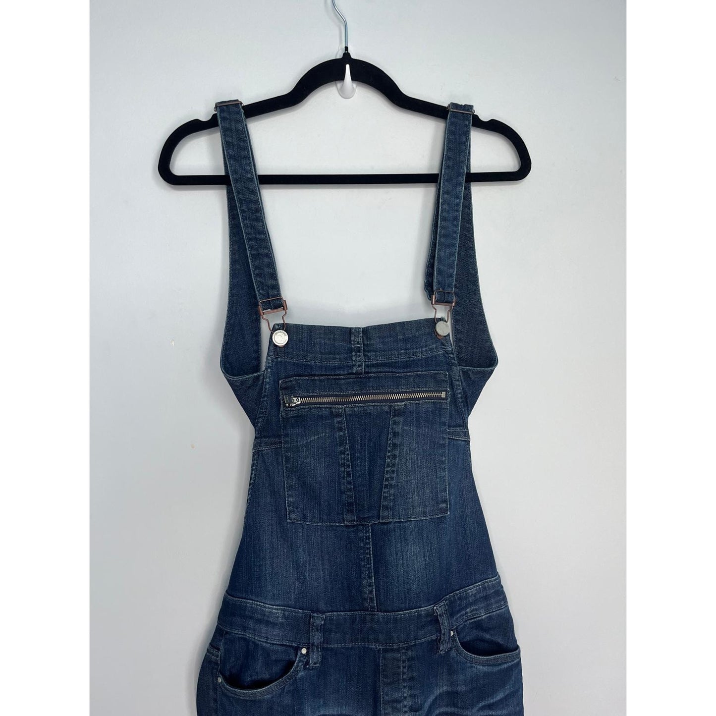 BlankNYC Denim Overalls Women 27 Blue Medium Wash Adjustable Straps Zippered Bib