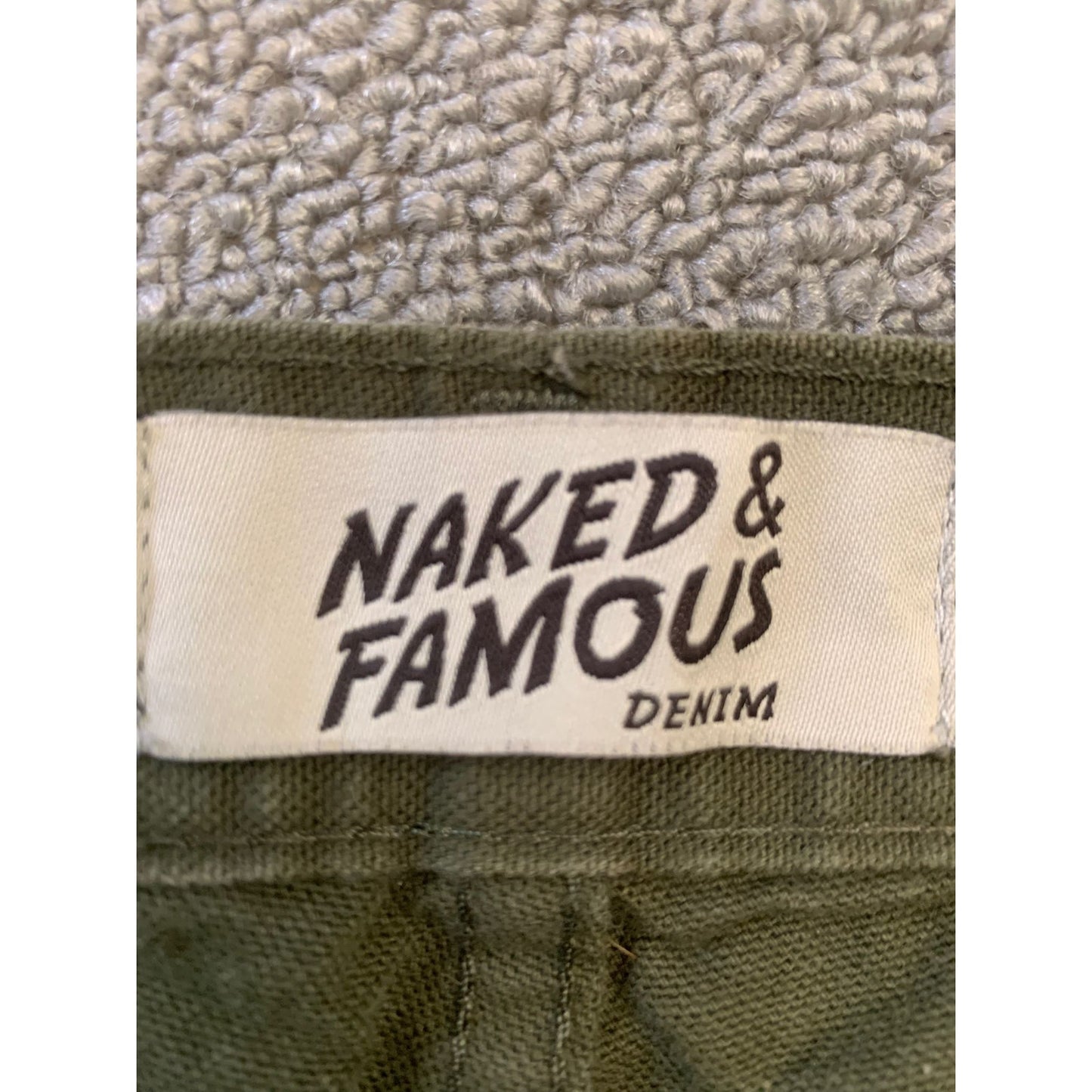 NAKED & FAMOUS Men's 32 Weird Guy Army Green Duck Selvedge Jeans