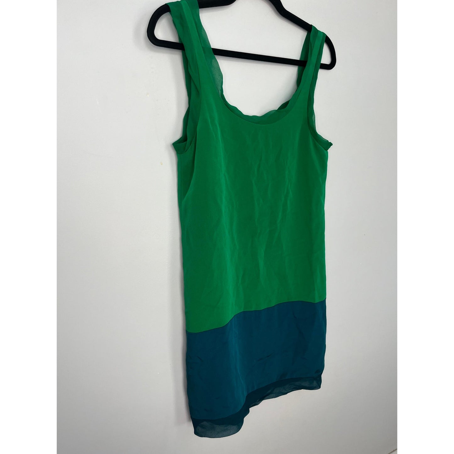 Thakoon Sleeveless Colorblock Dress Women 4 Green Blue Chiffon Shift