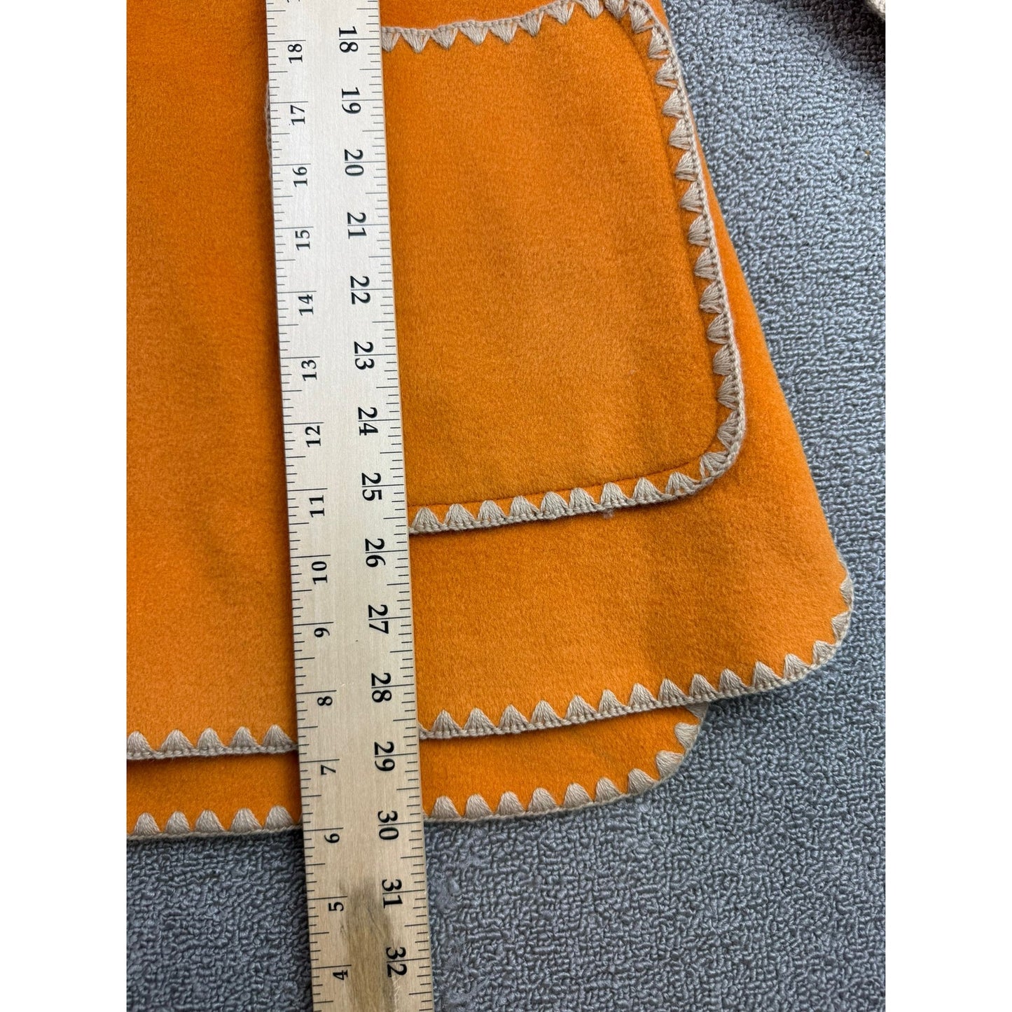 Doggy Qin Women's Small Orange Textured Edge Hooded Pocket Jacket