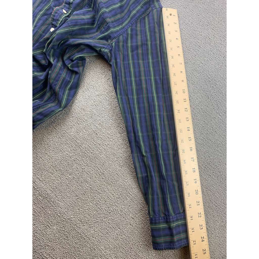 J.Crew Medium Green Blue Plaid Shirt Button Down Thompson Shirtings Long Sleeve