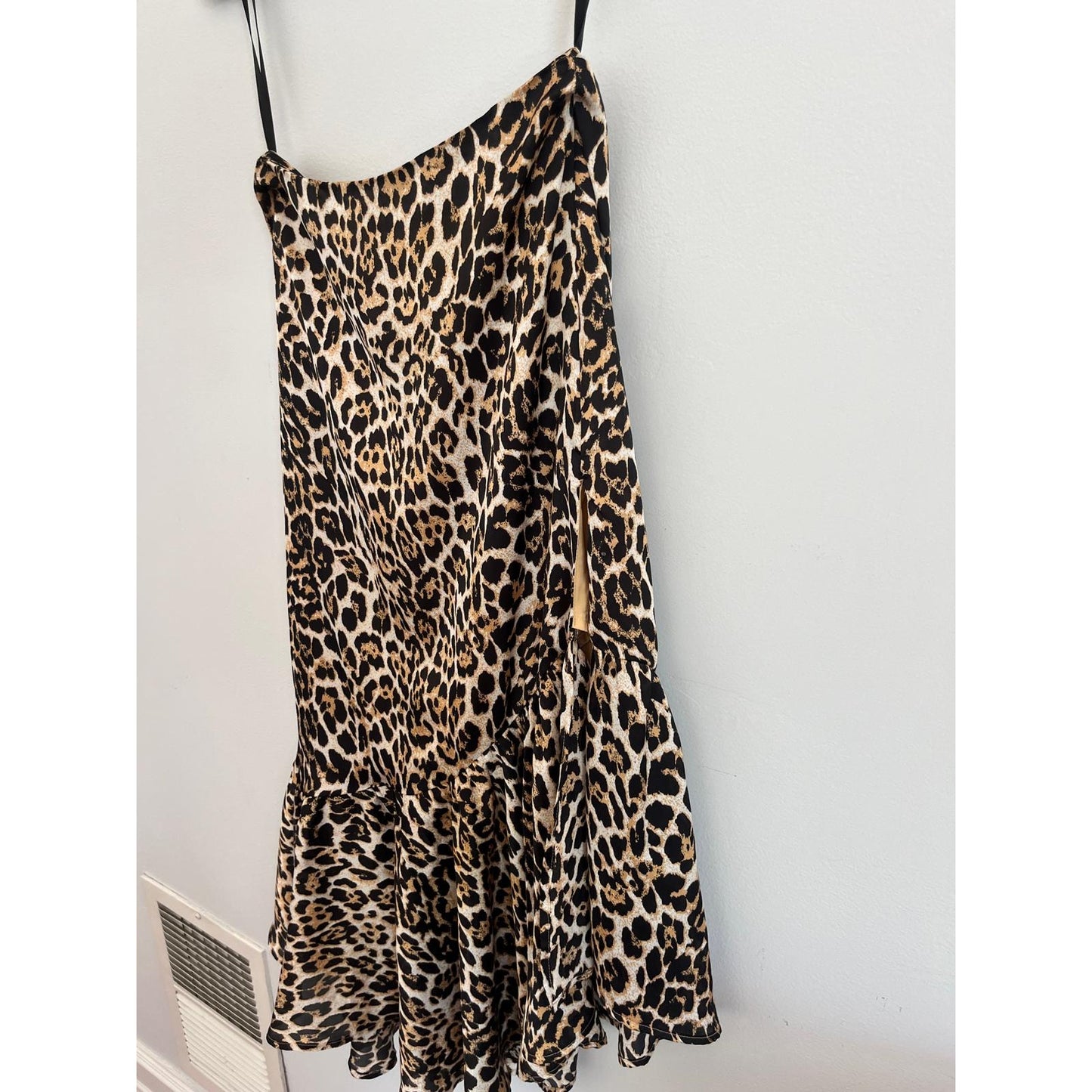 Superdown Leopard Print Ruffle Mini Dress Women S Spaghetti Strap Flowy Hem