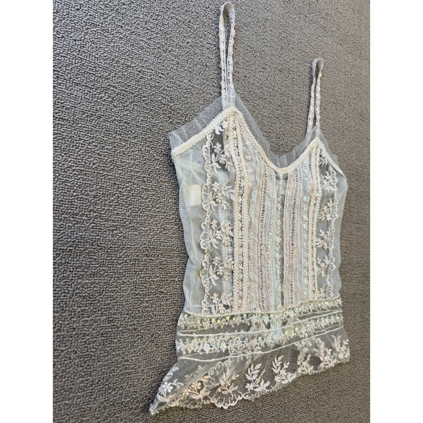 Mónica Socolovsky Female Sheer Lace Sequined Camisole Top Size 36 Blouse