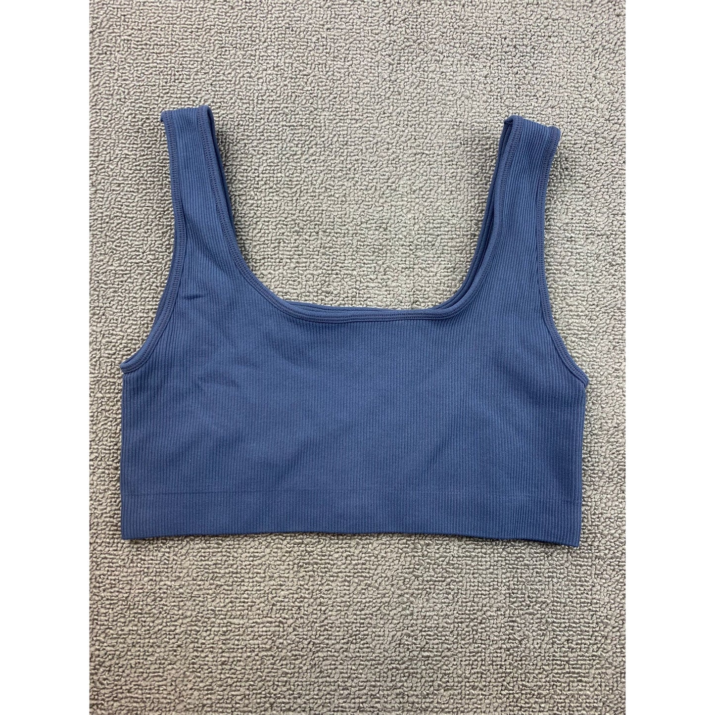 Set Active Women's Medium Blue Ribbed Activewear Sports Bra Leggings Set