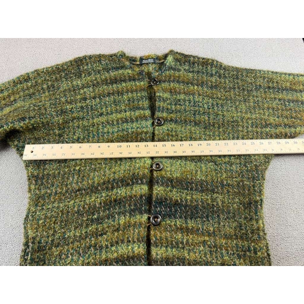 Renee Green Handwoven Designs Artisan Cardigan Sweater XL Green Button Front