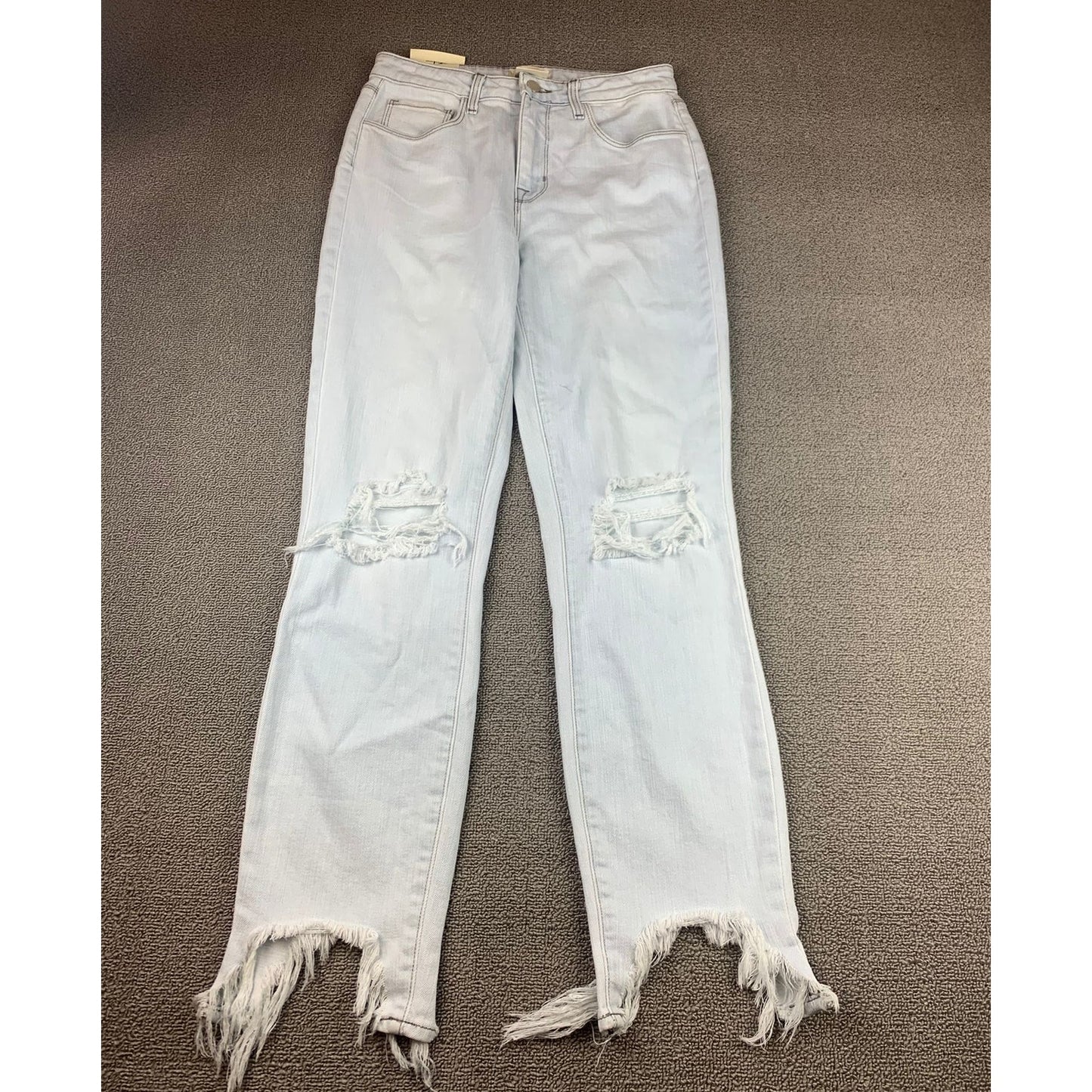 L‘Agence Women’s Sz 27 White Distressed Fringe High Rise High Line Skinny Jeans