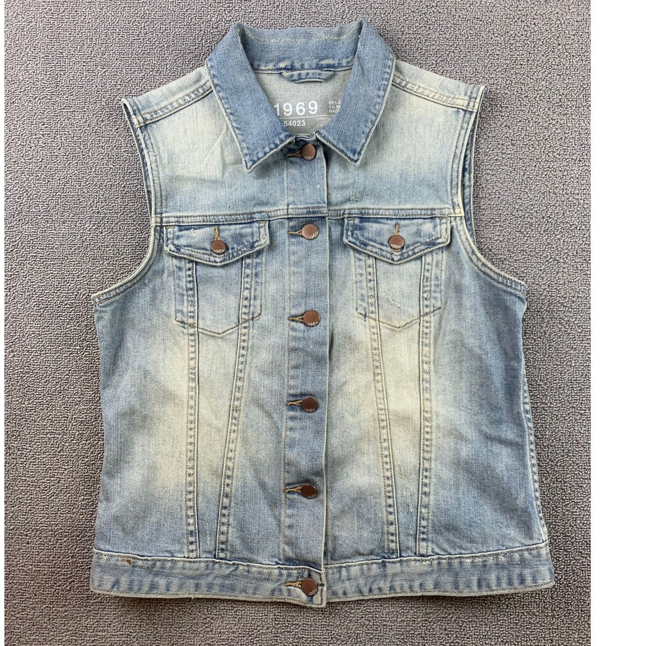 Y2K Gap 1969 Jean Vest Women's Medium Blue Trucker Collared Denim Washed