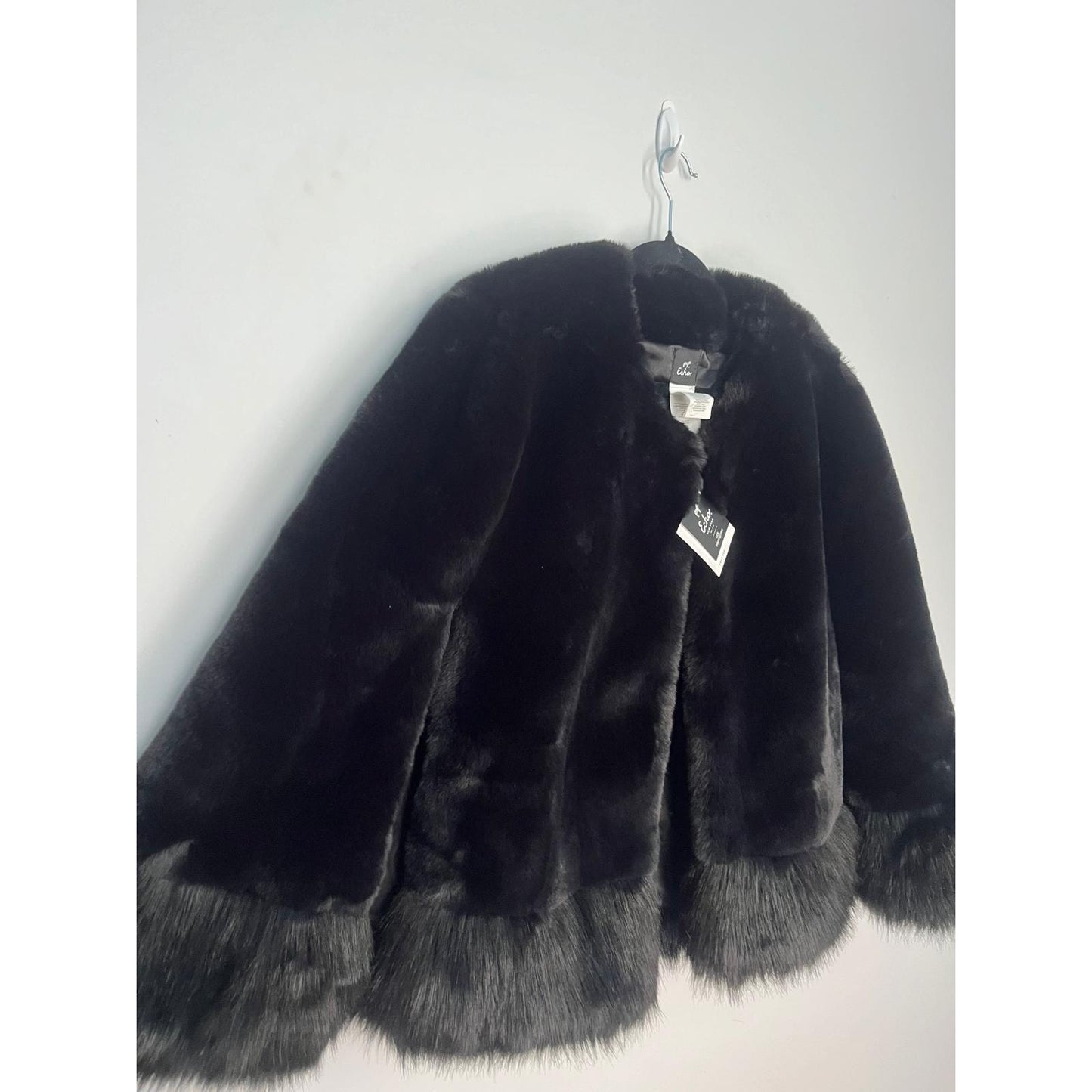 Echo Faux Fur Jacket Women One Size Black Short Bell Sleeve NWT Soft Cozy