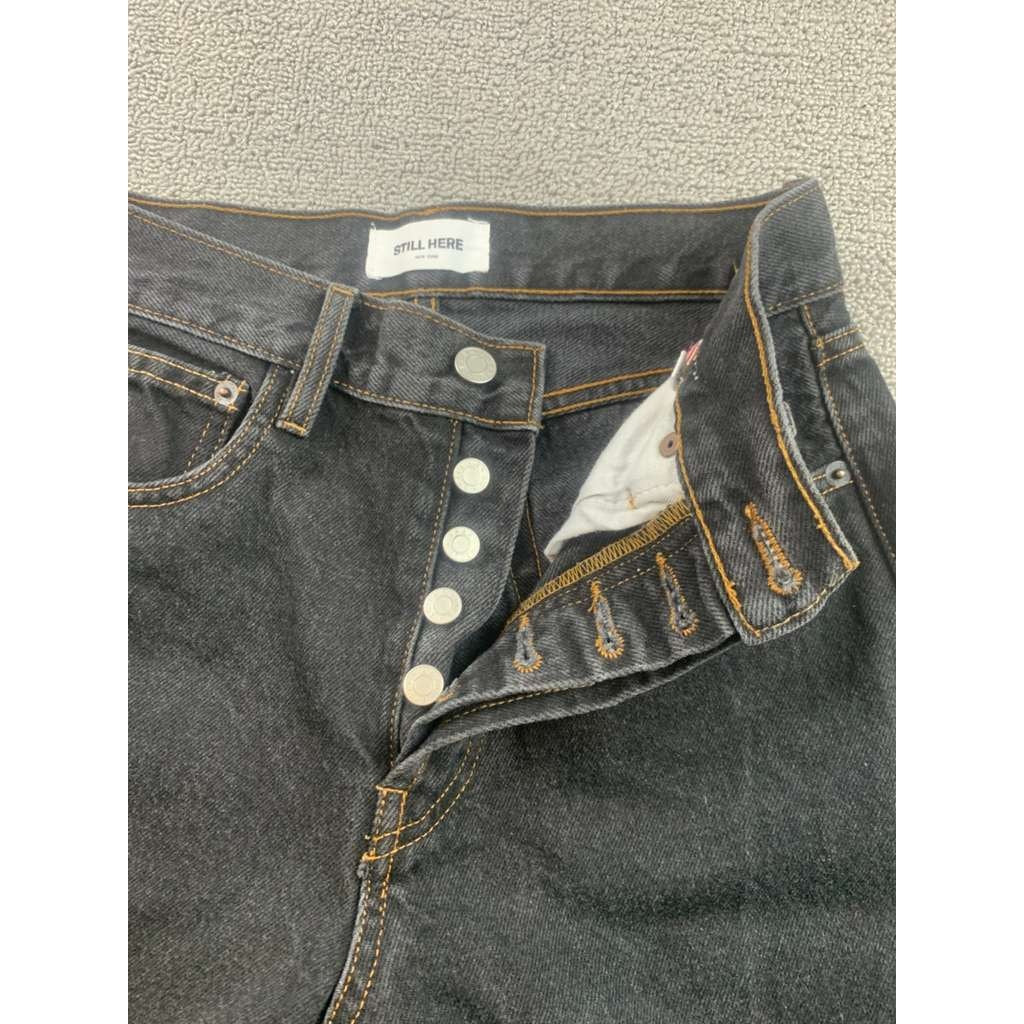 Still Here New York Jeans Women 25 High Rise Straight Leg Black Distressed