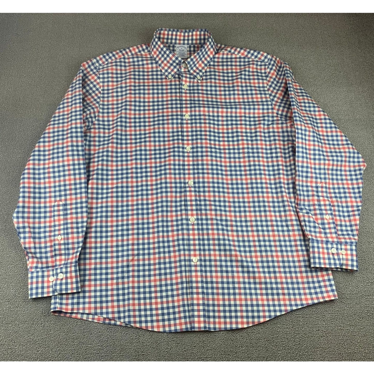 Y2K Brooks Brothers Shirt Men's XL Red Blue Check Button Up 346 Casual Preppy