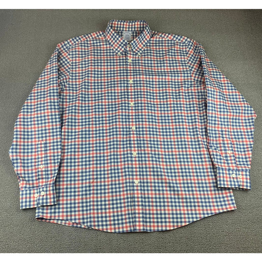Y2K Brooks Brothers Shirt Men's XL Red Blue Check Button Up 346 Casual Preppy