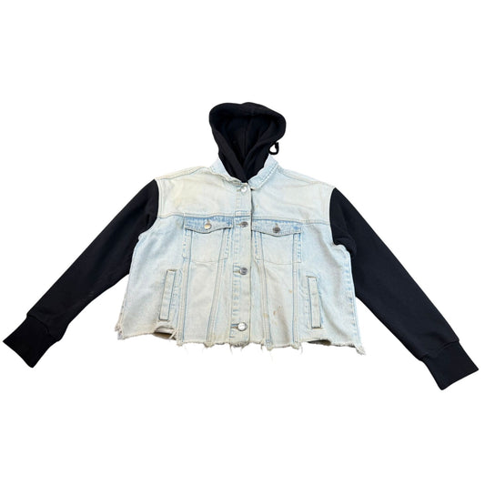 The Current Elliott Women's 2 The Conductor Hooded Cropped Denim Jacket