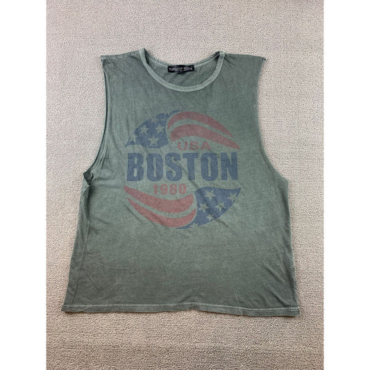 Topshop Petite Tank Top Women US 8 Boston USA 1980 Graphic Sleeveless Green