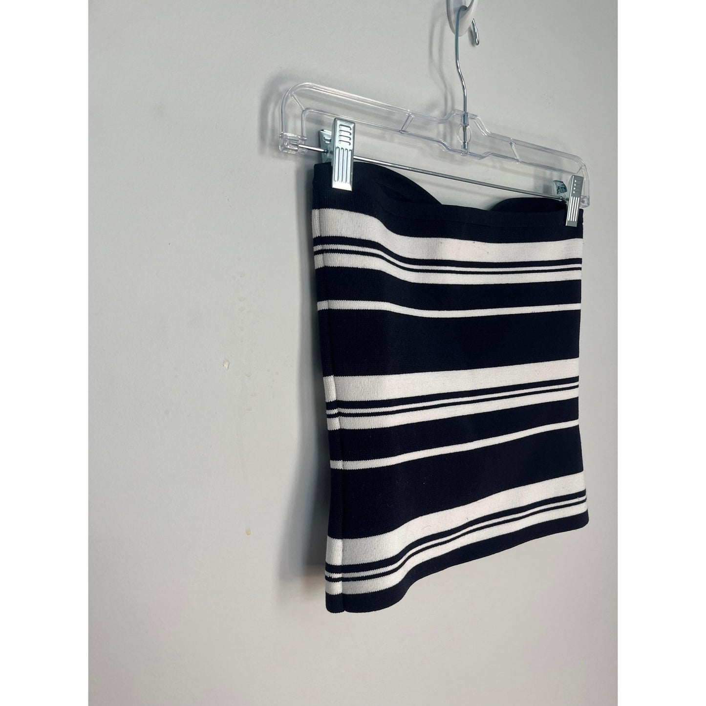 Babaton Strapless Top Women Small Blue White Stripe Knit Tube Minimalist