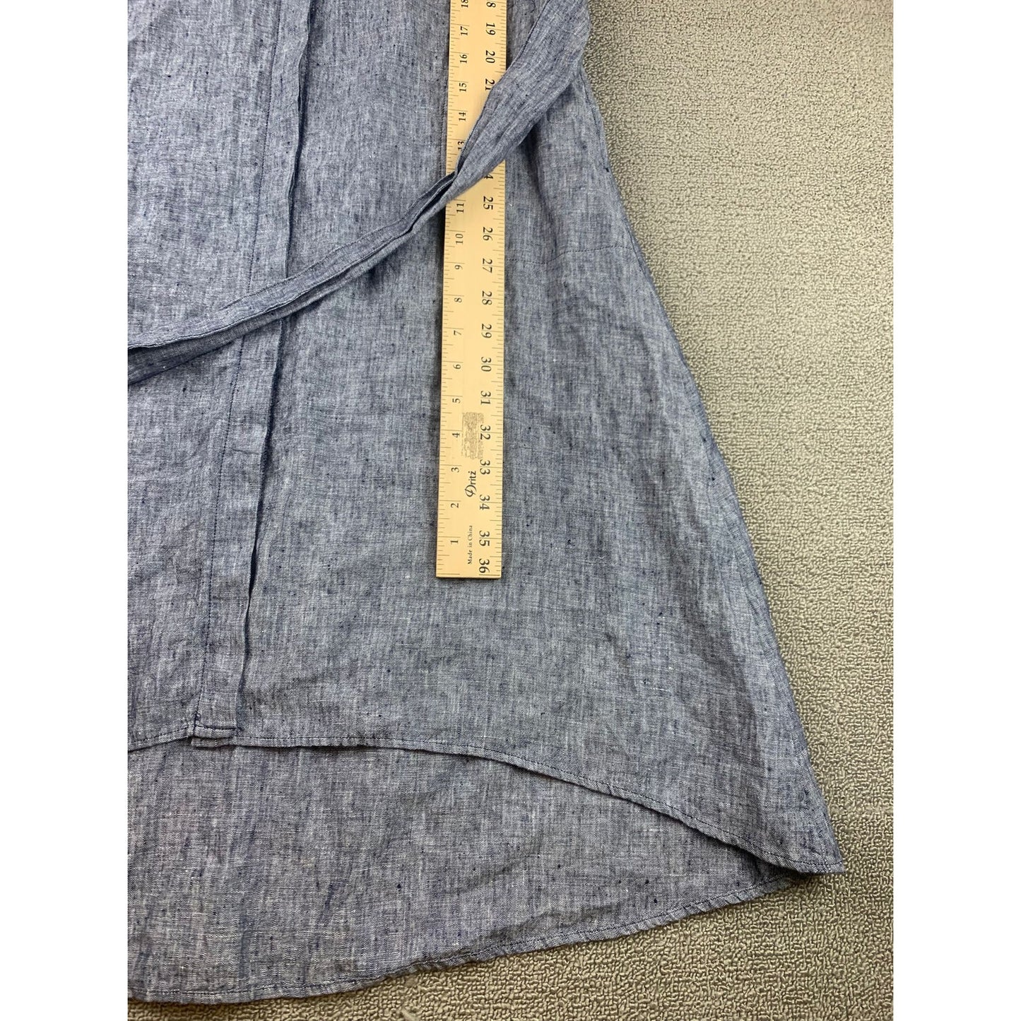 Saks Fifth Avenue Women's S Blue Linen Heathered Collared Shirt Dress
