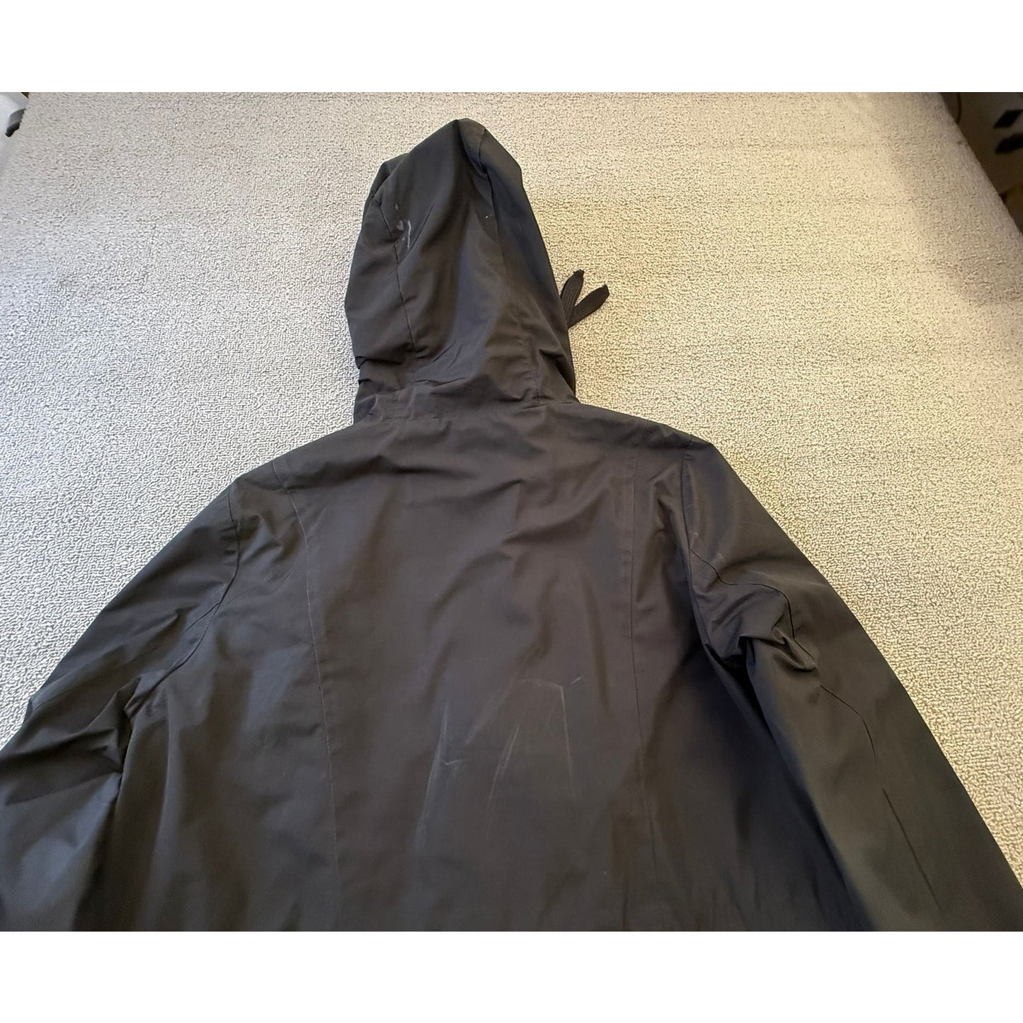 Moncler Size 3 Hooded Full Zip Jacket Black Rain Coat