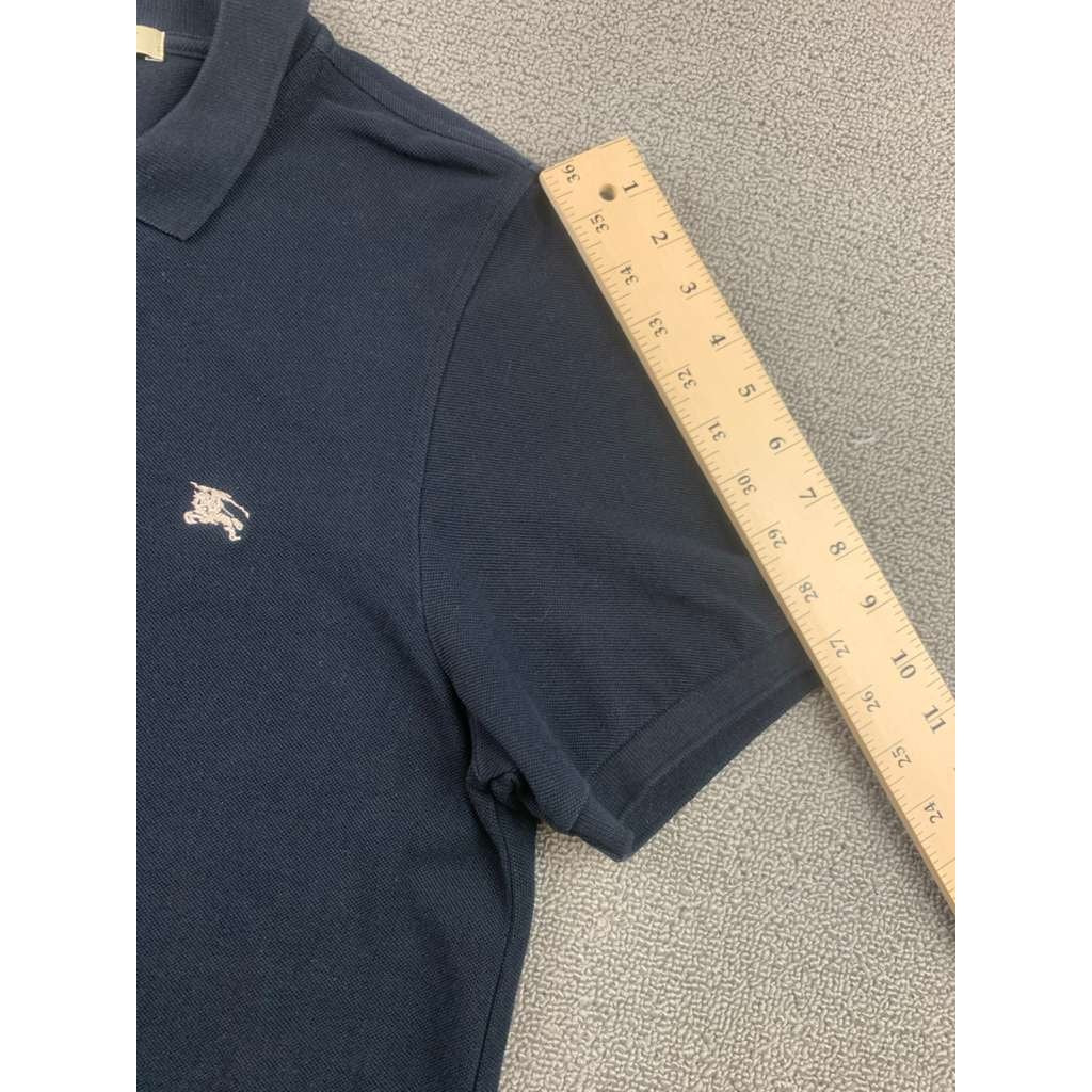 Y2K Burberry London Men's Large Navy Polo Shirt Nova Check Preppy Collared Golf