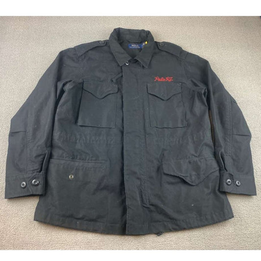 Polo Ralph Lauren Women Large Black Southwestern Aztec Military Field Jacket