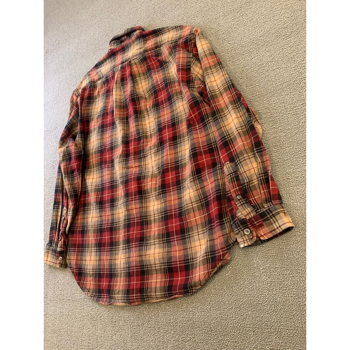 POLO JEANS CO. RALPH LAUREN Men's L Red Plaid Wool Blend Button Down Shirt