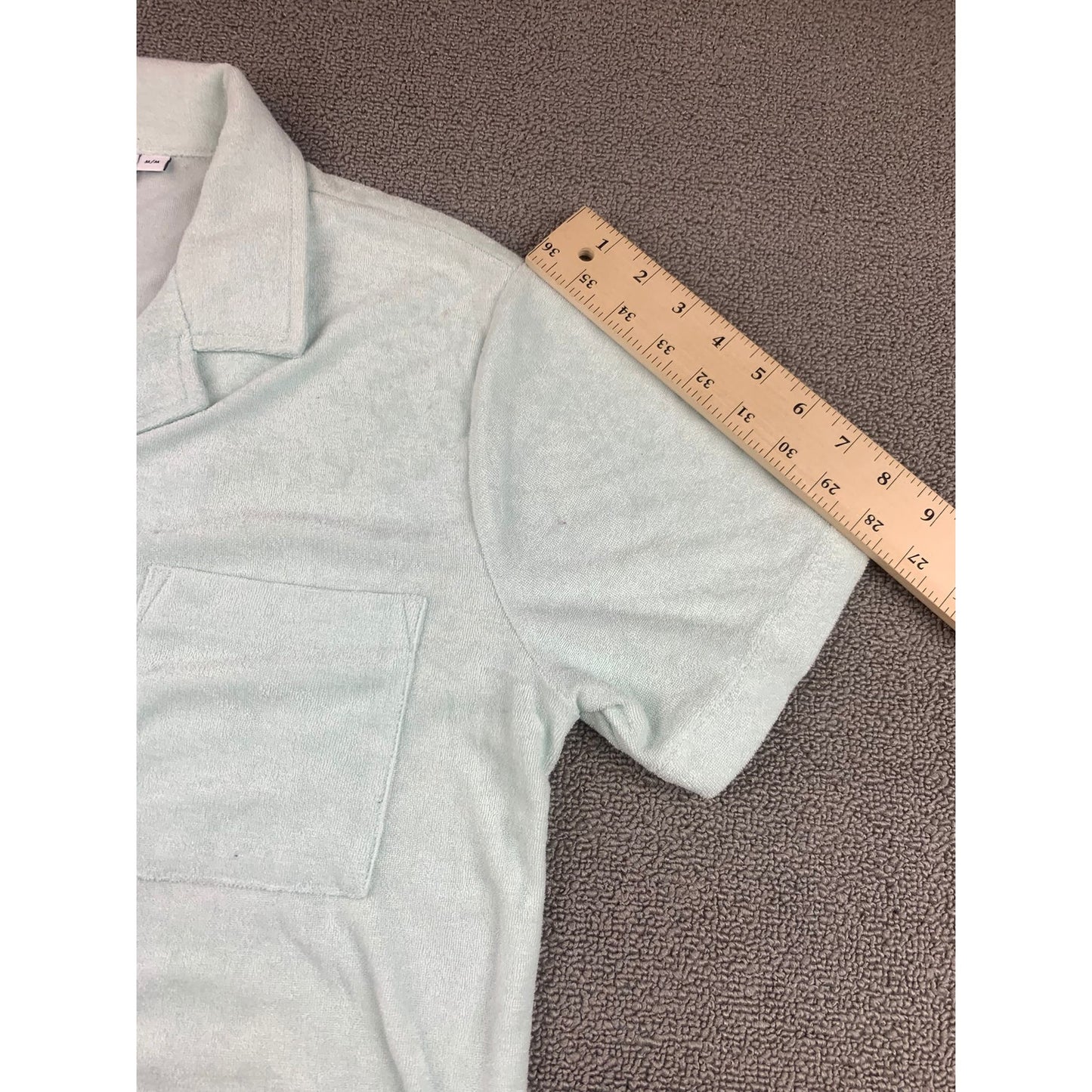Onia Terry Camp Shirt Men's M Mint Green Short Sleeve Button Front Resort
