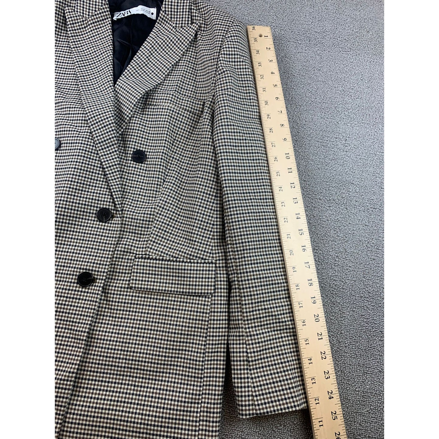 Zara Women's Large Plaid Doble Breasted Blazer Fall Winter