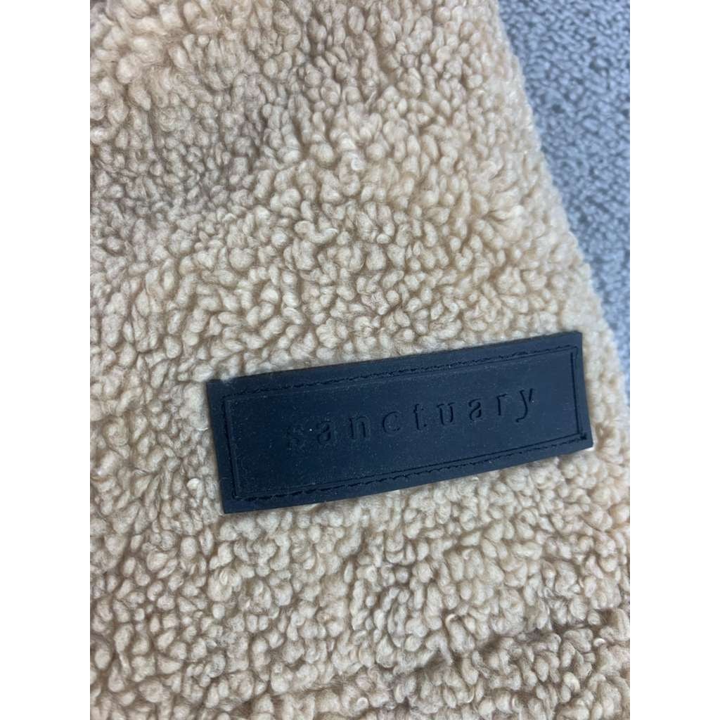 Sanctuary Sherpa Hooded Puffer Jacket Size M Teddy Bear Coat Faux Fur Tan