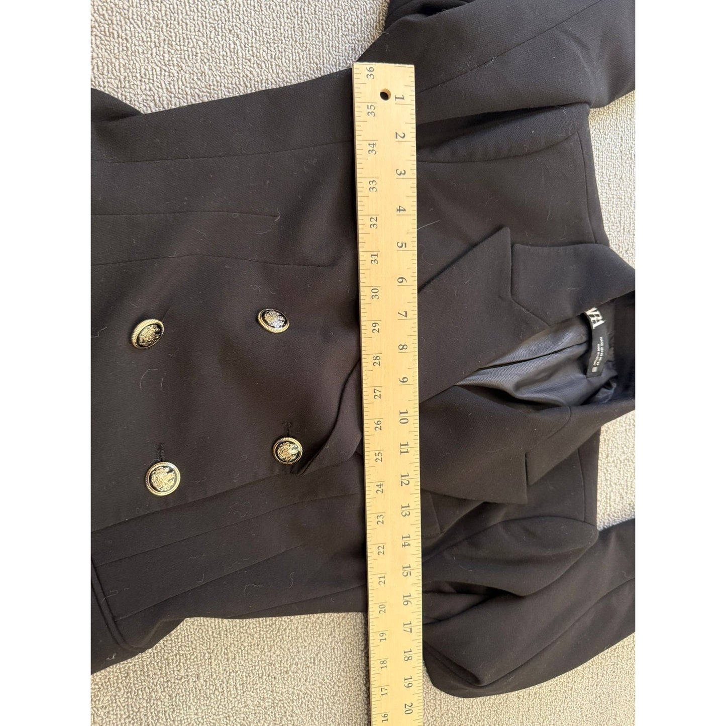 ZARA Women XS Black Double Breasted Blazer Black