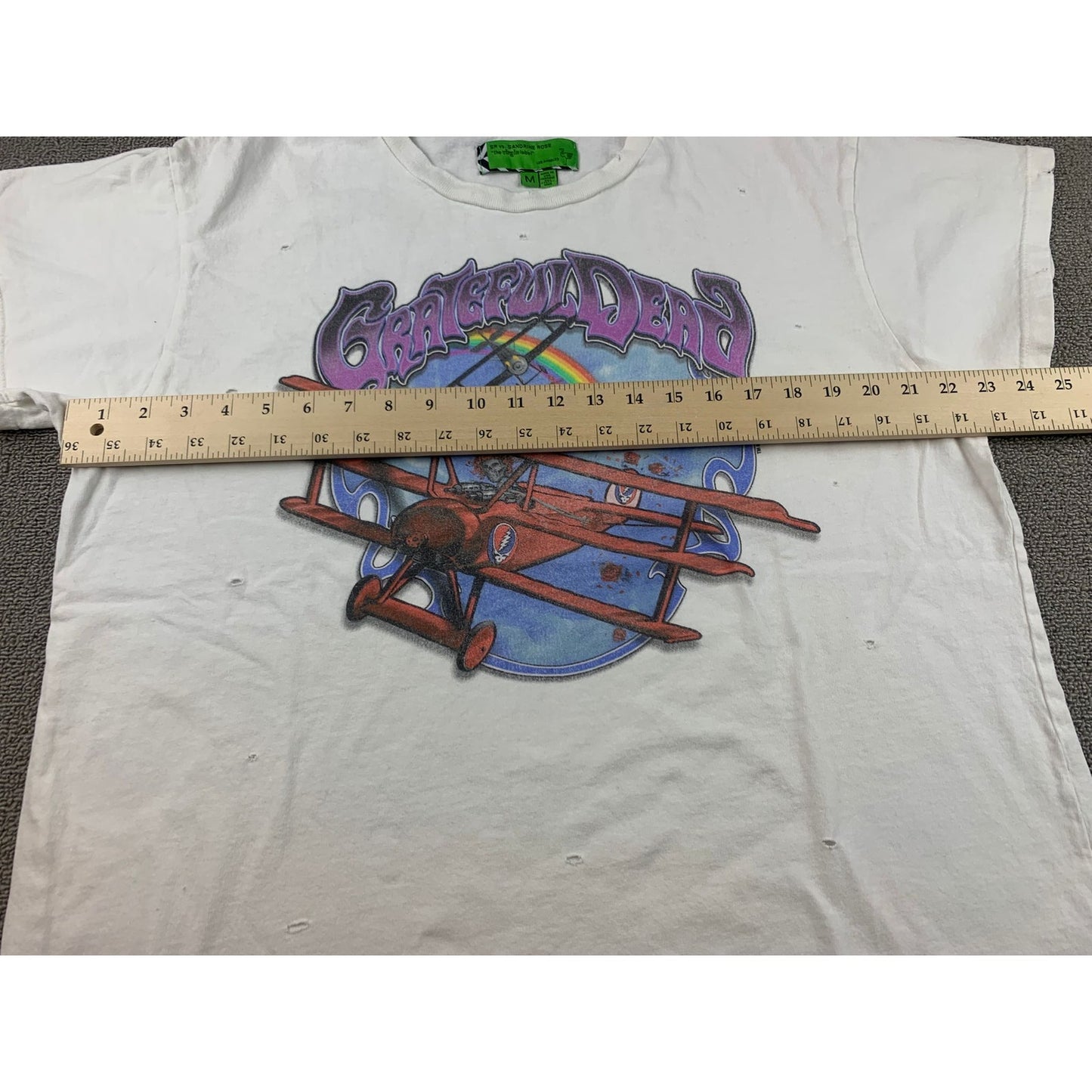 The Grateful Dead SANDRINE ROSE Women's Medium T-shirt White Distresses Holes