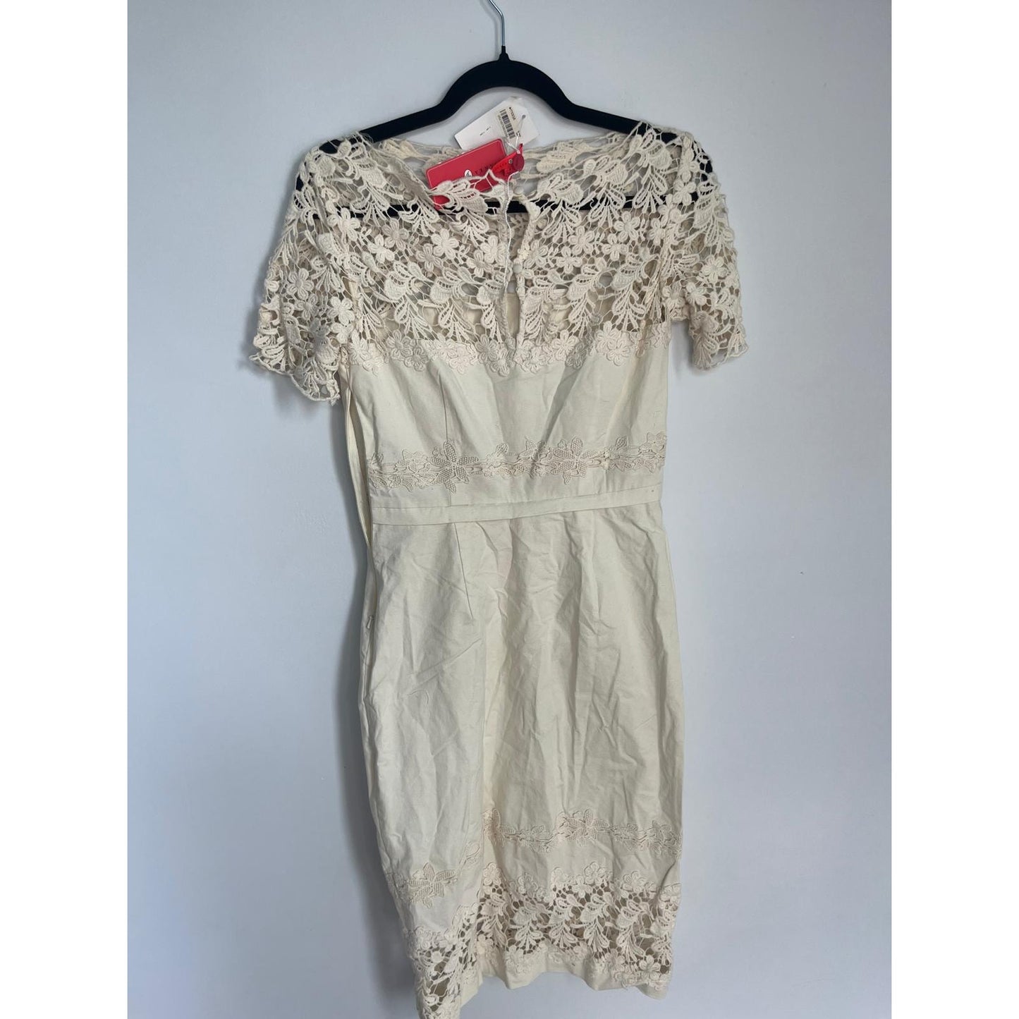 Ivanka Trump Lace Midi Dress Women 4 Cream Floral Overlay Cocktail