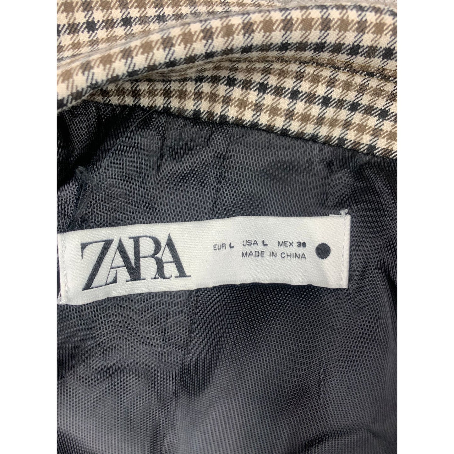 Zara Women's Large Plaid Doble Breasted Blazer Fall Winter