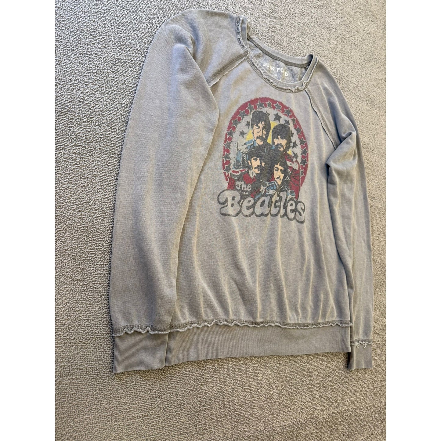 Junk Food Medium Women's The Beatles Distressed Crewneck Sweatshirt