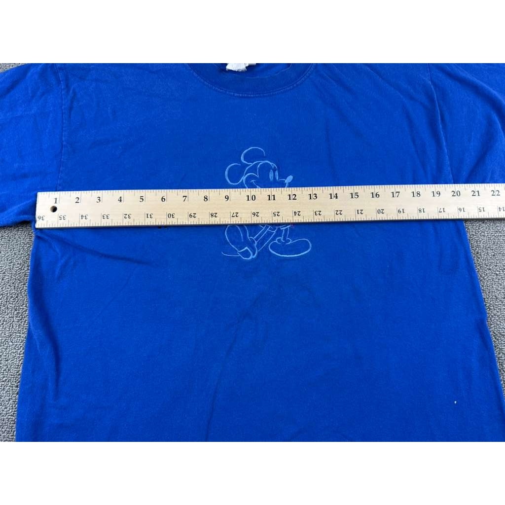 Vintage 90s Walt Disney World Medium Blue Mickey Mouse Embroidered T-Shirt