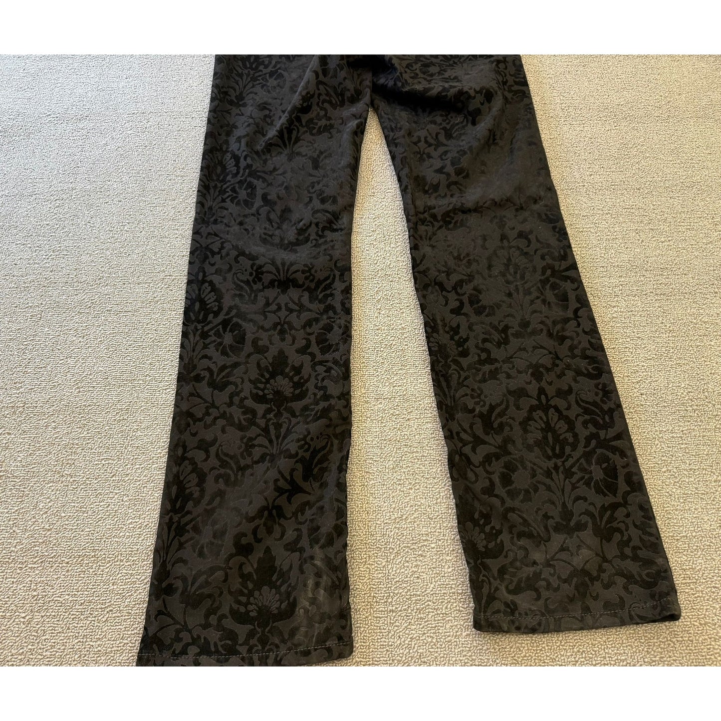 Polo Ralph Lauren Jeans Floral Patterned Velvet Female Size 8 Black Pants