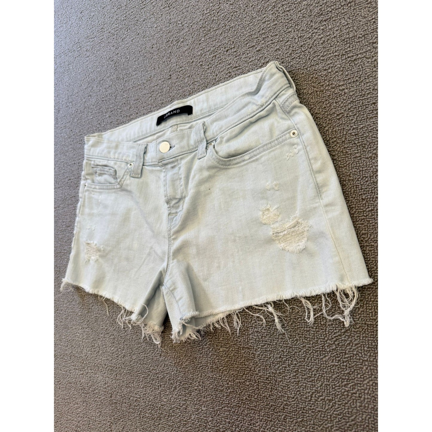 J Brand Womens Size 26 Light Wash Distressed Denim Shorts Frayed Hem Cutoff