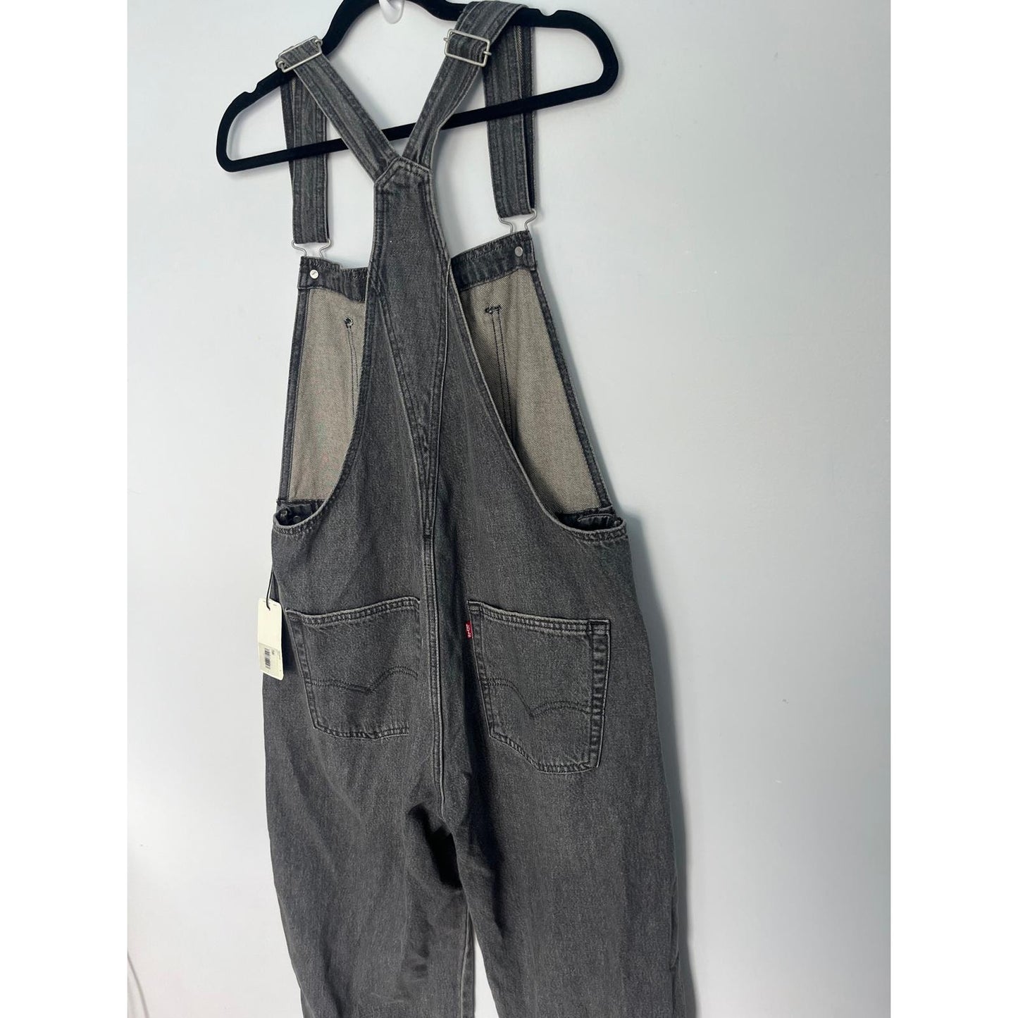 Levis Premium Overalls Men Large Black Denim Adjustable Straps Workwear NWT