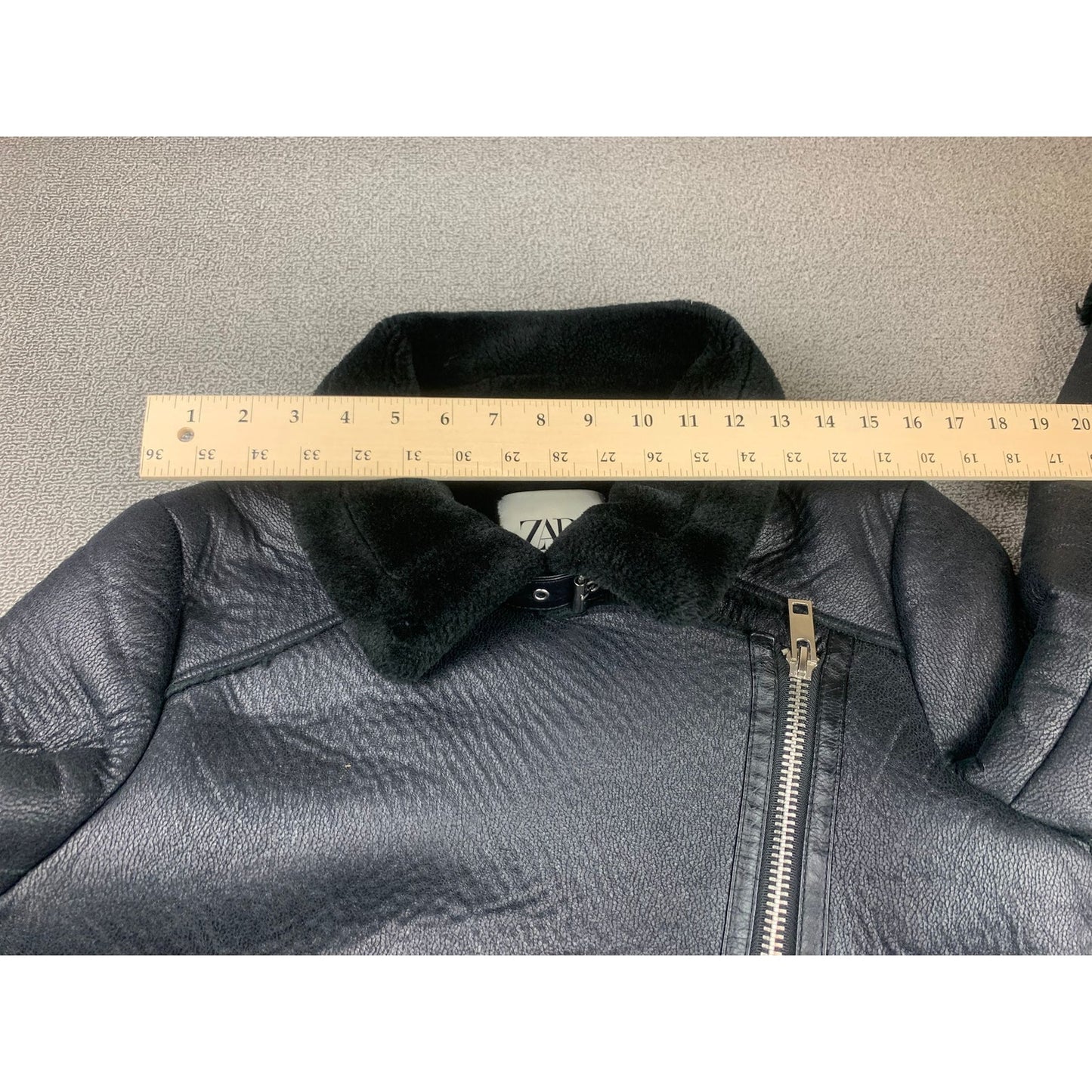Zara Women's Small Black Faux Fur Aviator Jacket