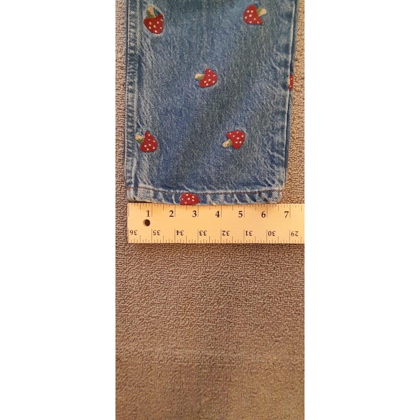 Reformation Jeans Womens 24 Blue Mushroom Print Straight Leg Denim