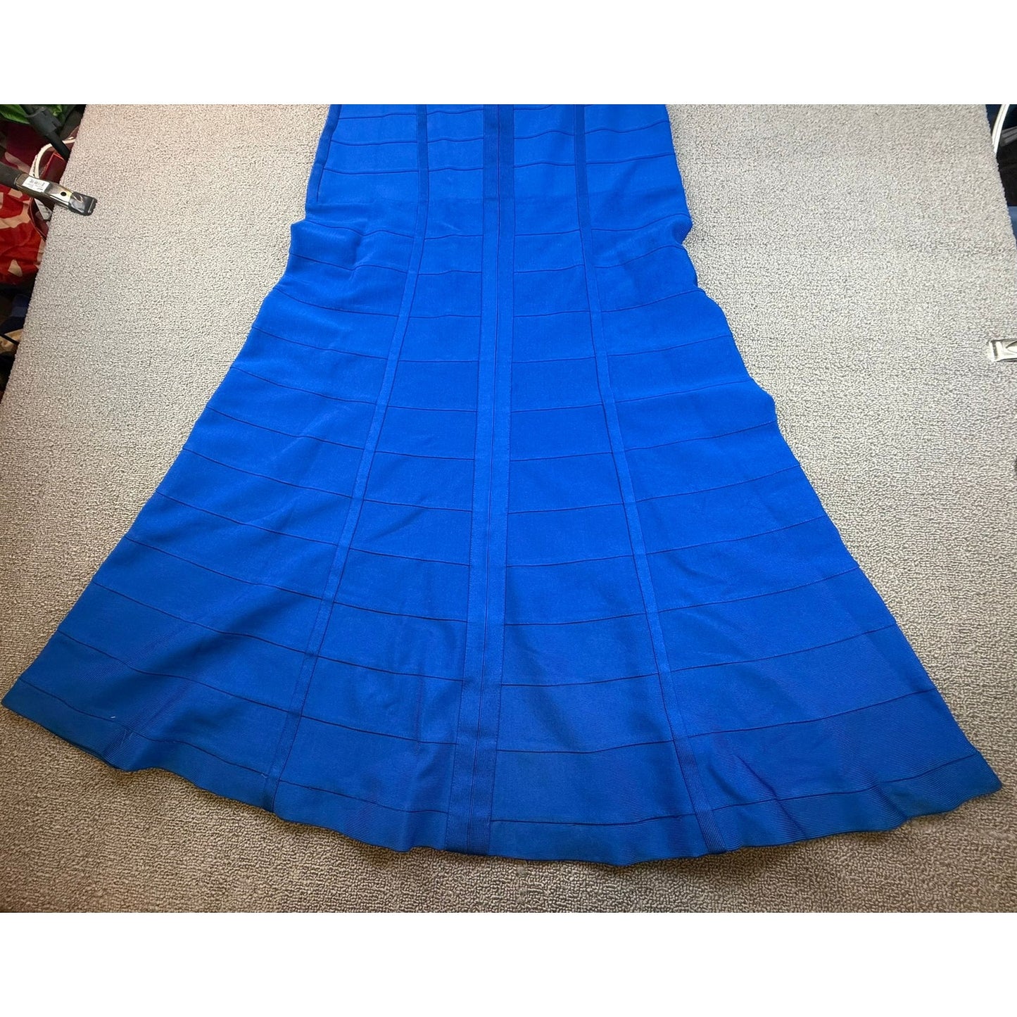 Hervé Léger Women's Medium Blue V Neck Dress Gown