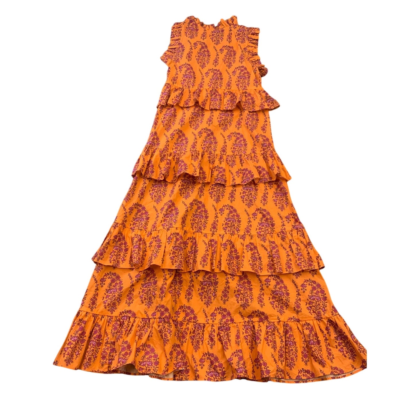 M.D.S. Stripes Women's Orange Floral Paisley Long Dress