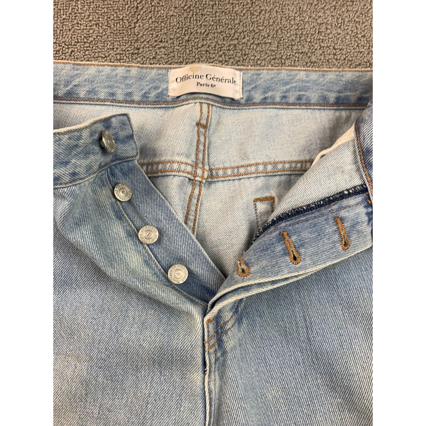 Officine Générale Size 34 Light Blue Jeans Straight Fit Denim Japanese Denim