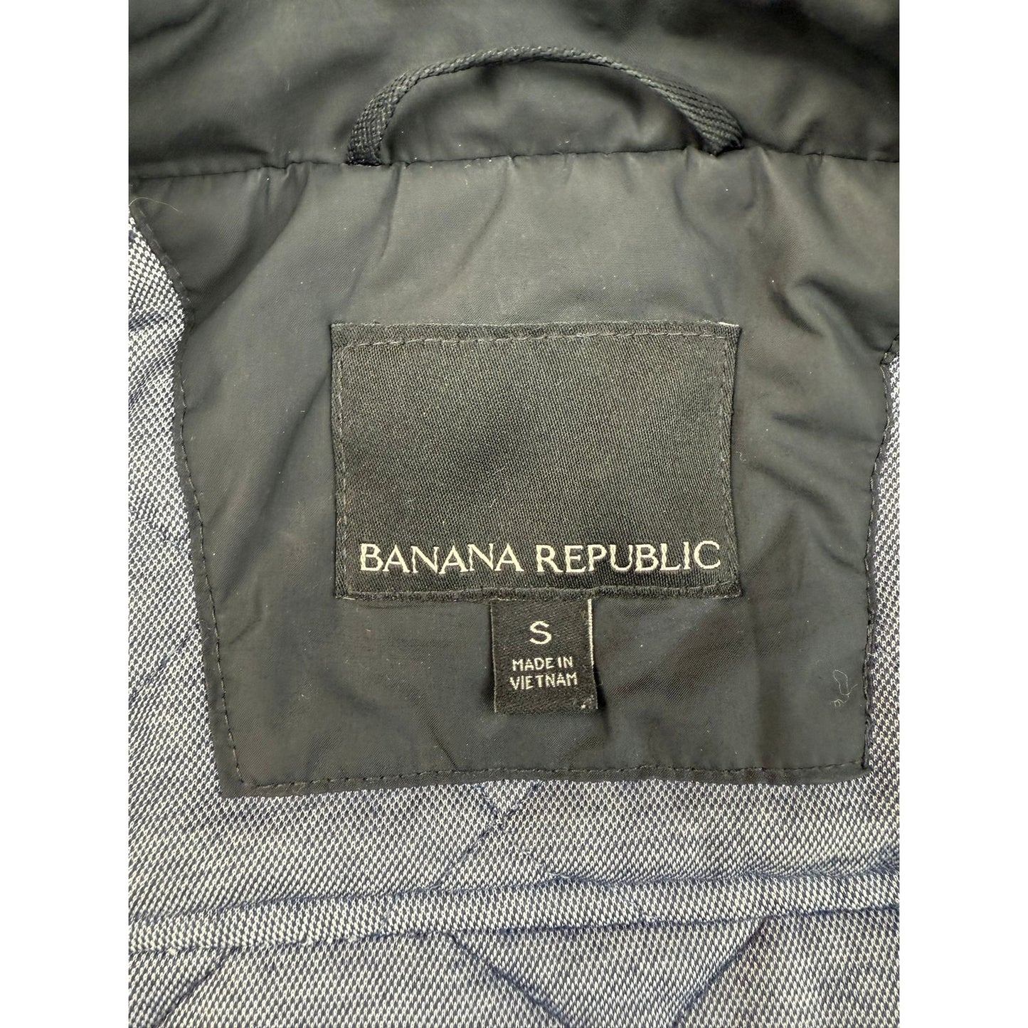BANANA REPUBLIC Men's Small Diamond Quilted Jacket Black Zip-Up