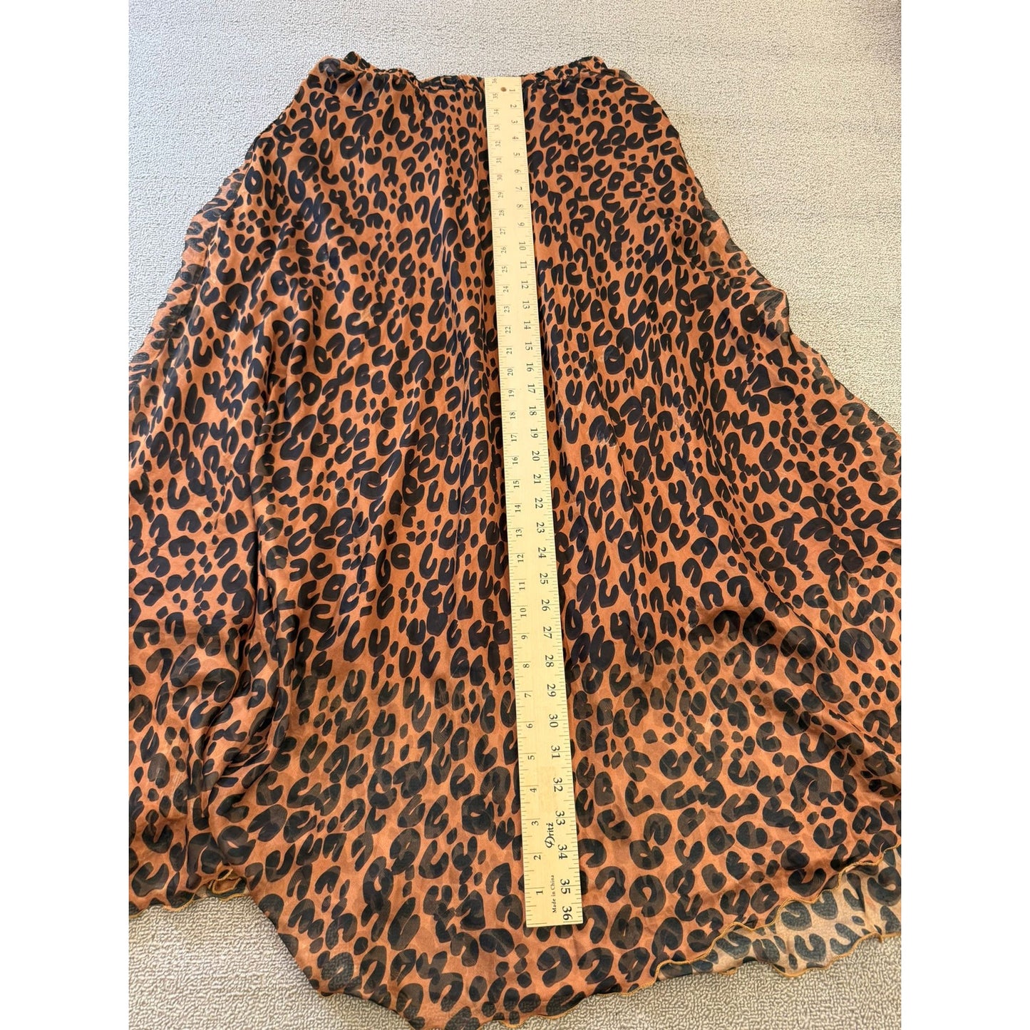 L'VOW Women's M Leopard Print Maxi Skirt Flowy Animal Print Long Silk