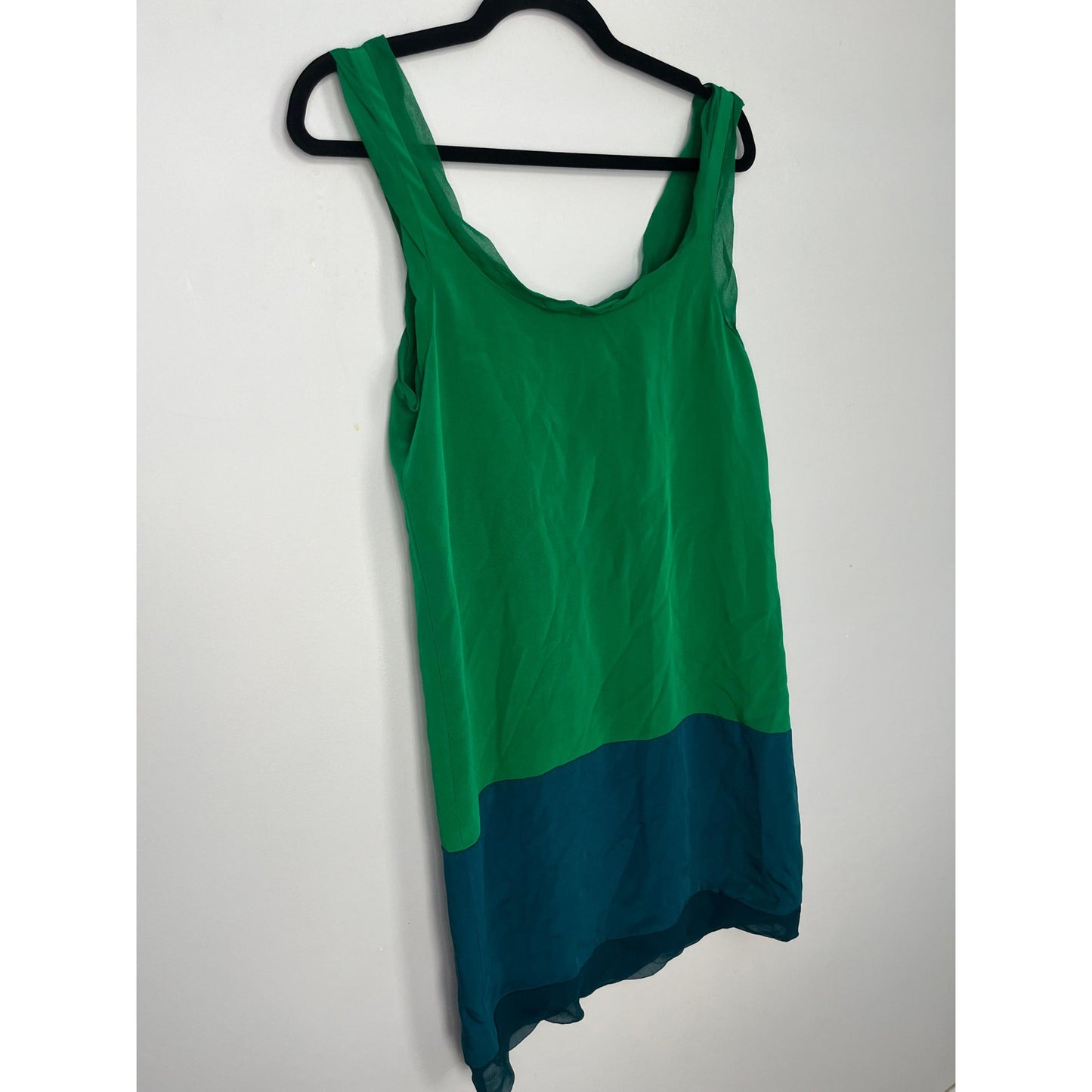 Thakoon Sleeveless Colorblock Dress Women 4 Green Blue Chiffon Shift