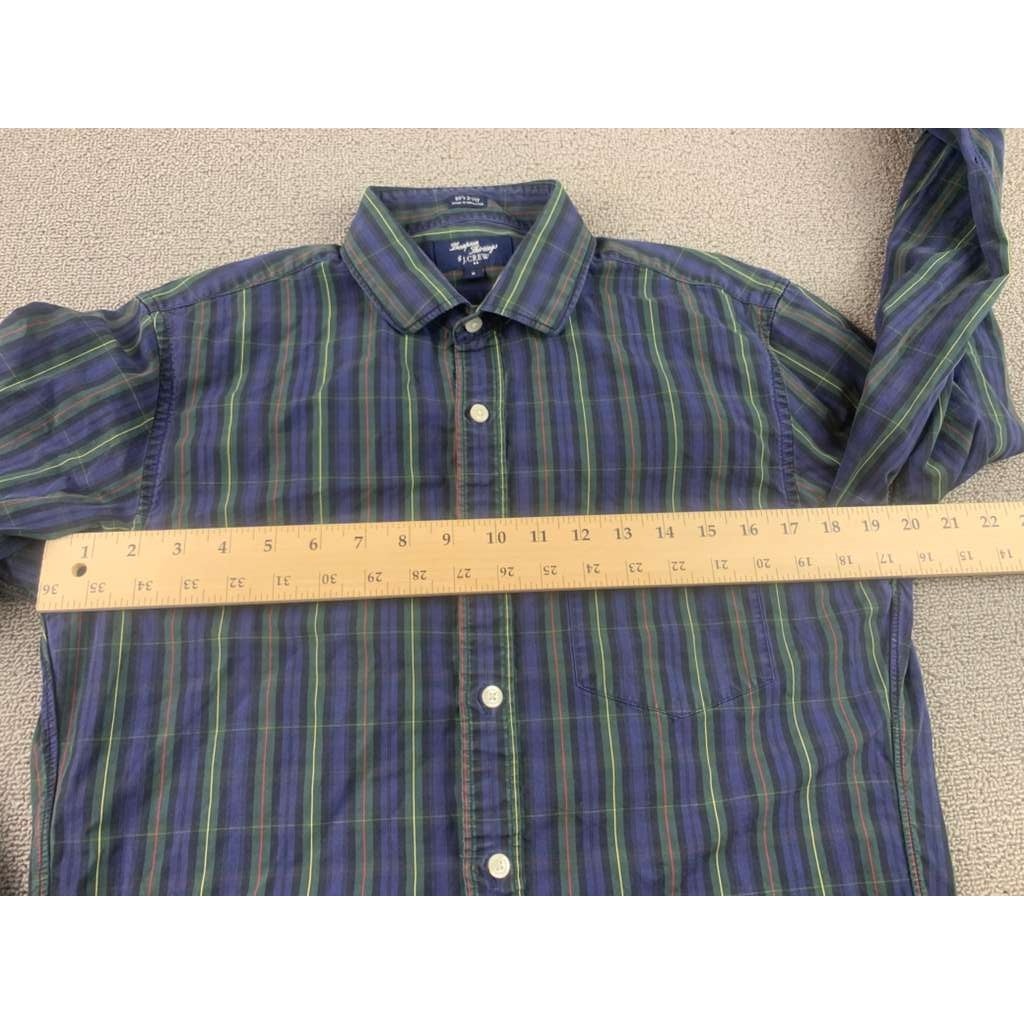 J.Crew Medium Green Blue Plaid Shirt Button Down Thompson Shirtings Long Sleeve